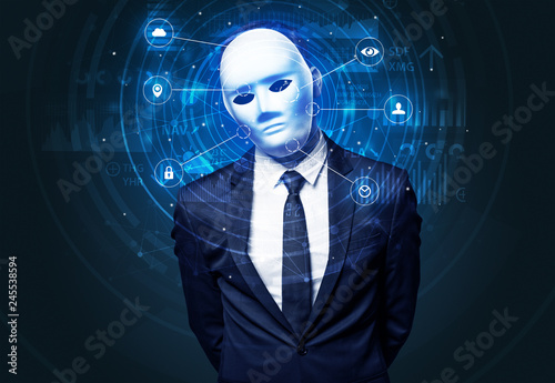 Fotomural Facial recognition biometric technology and artificial intelligence concept