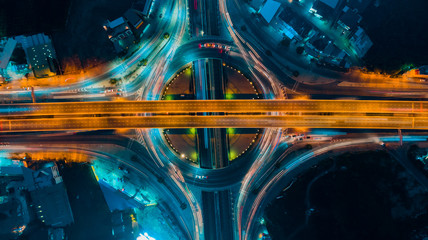 Expressway top view, Road traffic an important infrastructure in Thailand