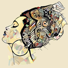 Portrait Of Cute African Woman With Hat (profile)