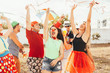 © kleberpicui - Brazilian Carnival. Group of Brazilian people in costume celebrating the carnival party in the city