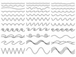 Wavy lines. Wiggly border, curved sea wave and seamless billowing ocean waves vector illustration set