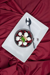 Wall Mural - Healthy dessert. Oatmeal with berries 