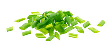Chopped Chives, Fresh Green Onions Isolated On White Background