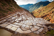 Historical Salt Mining Pans Of Maras In Peru