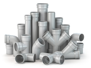 Wall Mural - Plastic pvc pipes  isolated on the white background.