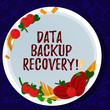 © Artur - Word writing text Data Backup Recovery. Business concept for the process of backing up data in case of a loss Hand Drawn Lamb Chops Herb Spice Cherry Tomatoes on Blank Color Plate