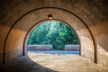 View Of Underpass In Central Park In New York City During Sunny Summer Daytime