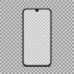 Poster - Black smartphone with empty touch screen, new model - stock vector