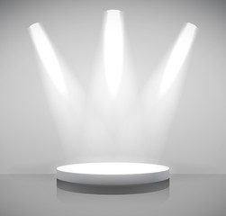 Poster - Illuminated spotlight with pedestal – stock vector