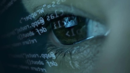 Man learning python code with futuristic hologram