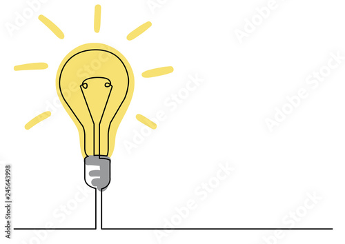 Fotografía continuous line drawing of light bulb or idea metaphor