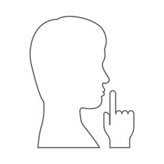 Canvas Print - Finger on lips. Shh gesture. Outline. Vector illustration.