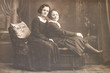 RUSSIA - CIRCA 1920s: Shot of two young women in studio, Vintage Carte de Viste Edwardian era photo