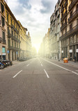 Fototapeta Miasto - Empty Barcelona street