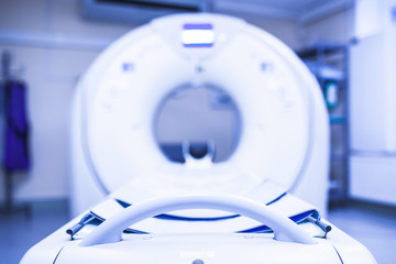 CT examination in the process. Detail of MRI scanner