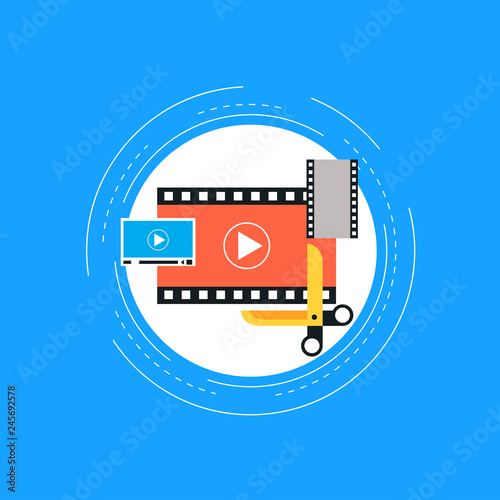 Video Editing Video Production Montage Flat Vector Illustration