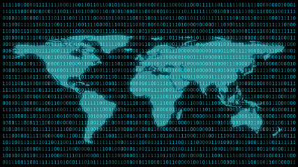 Poster - World map with 01 or binary numbers on the computer screen on monitor matrix background, Digital data code in hacker or security technology concept. Abstract illustration