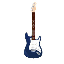 Electric Blue Guitar With White Pickguard On White Background