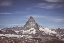 View Closeup Matterhorn Mountain, Scenes In National Park Zermatt, Switzerland