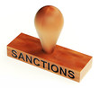 Sanctions Stamp Means Embargo Agreement Approval To Suspend Trade - 3d Illustration
