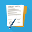 Terms and condition of document signed flat icon