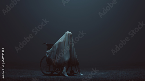 Cuadros en Lienzo Evil Spirit Sat in a Wheelchair in a foggy void 3d Illustration 3d Rendering