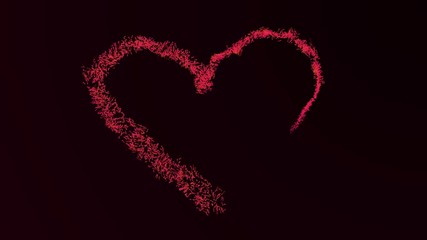 Wall Mural - an abstract heart shape drawn with particles. lights are shining and flying away.