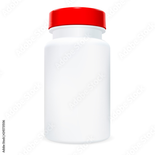 Download Pill Bottle Medicine Drug Container Mockup Medical Supplement Or Vitamin 3d Package With Red Lid Plastic Pharmaceutical Tablet Realistic Jar Headache Medication Closeup Stock Vector Adobe Stock