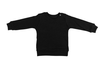 Wall Mural - Children black long sleeve sweater isolated on a white background. Front view 
