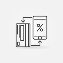 Poster - credit card with smartphone linear icon. cashback concept vector outline symbol