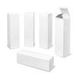 © YummyBuum - Tall white box. Cardboard cosmetic boxes rectangular blank package with shadows medicine product vertical forms