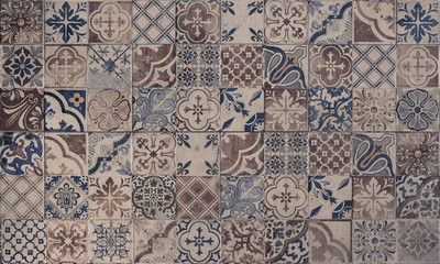 Naklejka na meble Old wall ceramic tiles patterns handcraft from thailand parks public