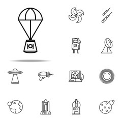 Poster - space capsule icon. Cartooning space icons universal set for web and mobile