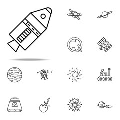 Poster - space capsule icon. Cartooning space icons universal set for web and mobile