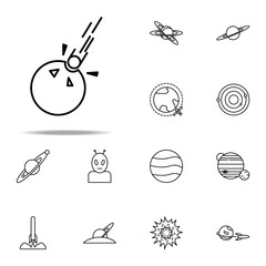 Poster - meteorite falls on the planet icon. Cartooning space icons universal set for web and mobile