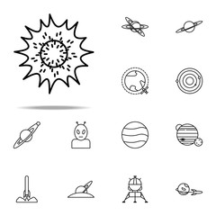 Poster - the sun icon. Cartooning space icons universal set for web and mobile