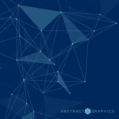 Canvas Print - geometric abstract background with connected line and dots. structure molecule and communication. sc