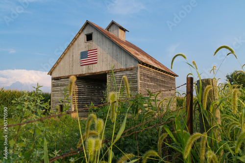 Rustic Barn With American Flag Buy This Stock Photo And Explore