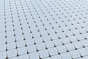 Poster - 3d rendering of blue reflecting tile floor