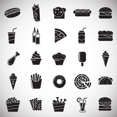 Poster - Fasfood icons set on white background for graphic and web design, Modern simple vector sign. Internet concept. Trendy symbol for website design web button or mobile app
