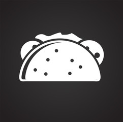 Poster - Taco icon on black background for graphic and web design, Modern simple vector sign. Internet concept. Trendy symbol for website design web button or mobile app