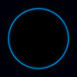 Blue vibrant neon glowing circle. Colorful round frame. Abstract bright ring. Shine vector stroke illustration for your design, banner, ad.
