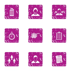 Poster - Garbage disposal icons set. Grunge set of 9 garbage disposal vector icons for web isolated on white background