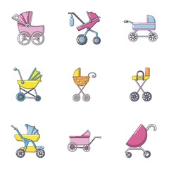 Poster - Sidecar icons set. Flat set of 9 sidecar vector icons for web isolated on white background