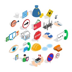 Poster - Assist icons set. Isometric set of 25 assist vector icons for web isolated on white background