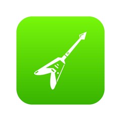 Poster - Electric guitar icon green vector isolated on white background