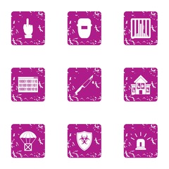 Poster - Freight delivery icons set. Grunge set of 9 freight delivery vector icons for web isolated on white background