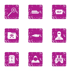 Poster - Rescue icons set. Grunge set of 9 rescue vector icons for web isolated on white background