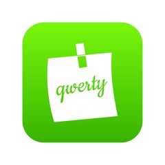 Poster - Paper sheet with text qwerty icon digital green for any design isolated on white vector illustration
