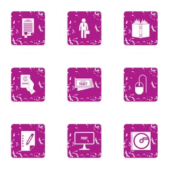 Poster - Rich life icons set. Grunge set of 9 rich life vector icons for web isolated on white background